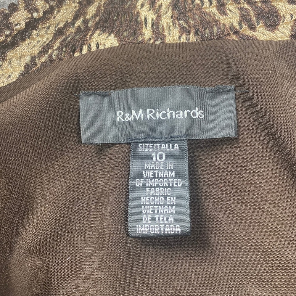 R&M Richards Womens Brown Geometric Mock Jacket Dress Size 10 Midi Layered Look - Picture 7 of 7
